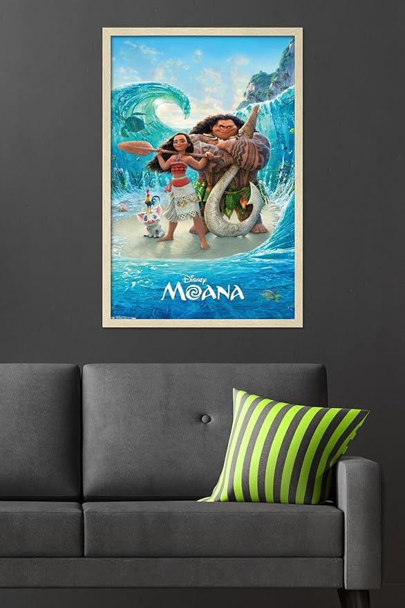 Disney Moana - Ocean Floor Wall Poster, 34L" x 22.4W", Blonde Framed Version