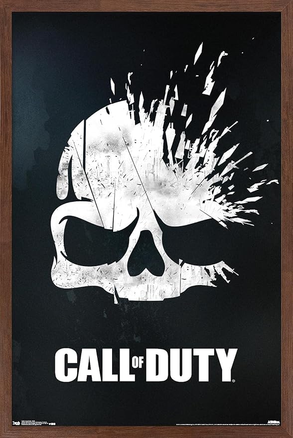 Trends International Call of Duty - Skull Wall Poster, 14.725" x 22.375", Mahogany Framed Version