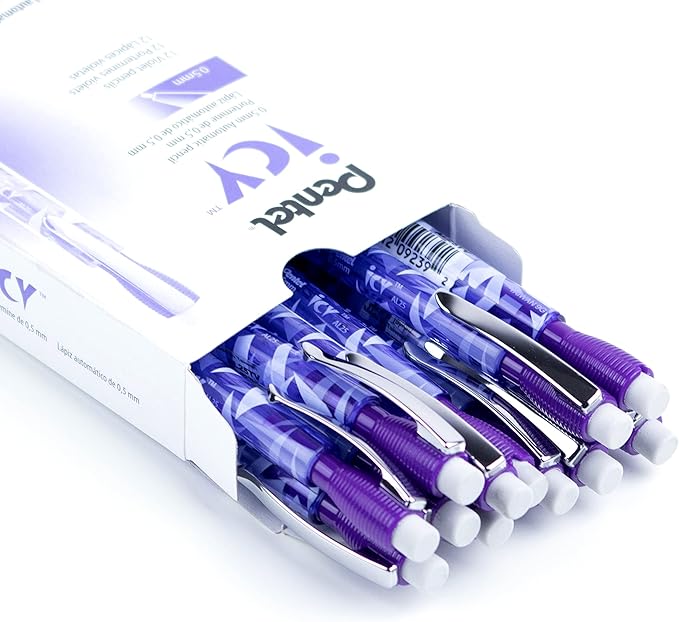 Pentel Icy Automatic Pencil, (0.5mm), Violet Barrel, Box of 12 (AL25TV)