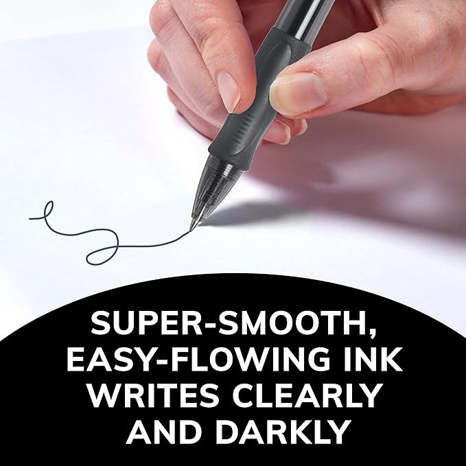 BIC Gelocity Original Black Gel Pens, Medium Point (0.7mm), 12-Count Pack, Retractable Gel Pens With Comfortable Grip
