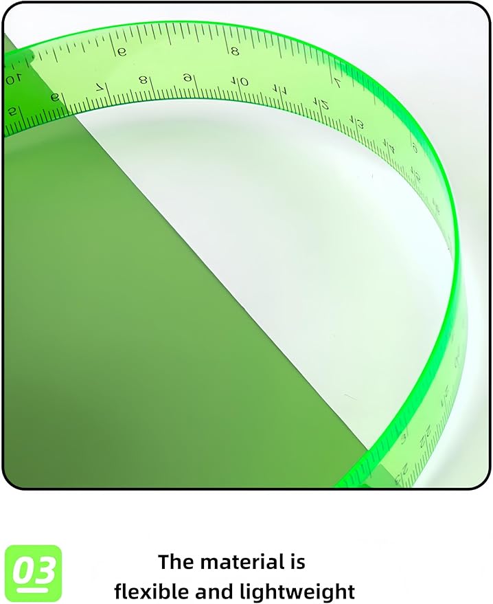 6 Pcs Plastic Ruler Math Set, Transparent Straight Protractor Triangle Measuring Tools, Geometry Ruler for School Office Home/Students(Green)