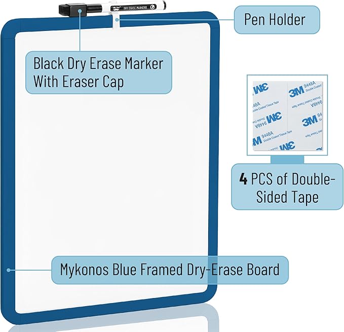 Mr. Pen- Dry Erase Board, 14” x 11” with a Black Dry Erase Marker, Small Mini White Board for Students, Back to School Supplies