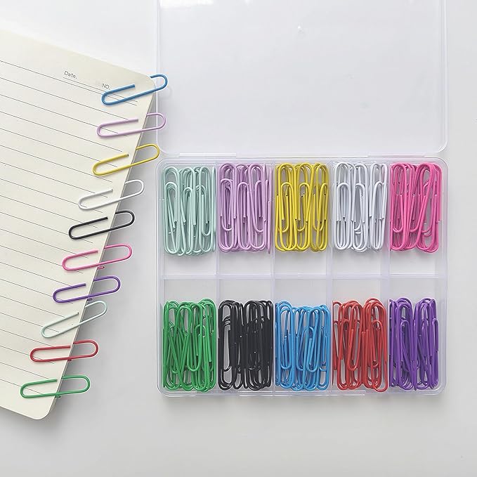 150 Pcs 2 Inch/50mm Large Paperclips,Assorted Colored Coated Big Paper Clips for School Office and Everyday Use