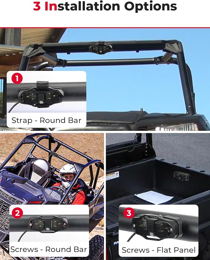 KEMIMOTO UTV Dome Light Vehicle Cab LED Light, Red White Bright Waterproof Solid Golf Cart Roll Cage Lighting, Compatible with RV Truck Tractor Polaris RZR Ranger Can Am Maverick Defender