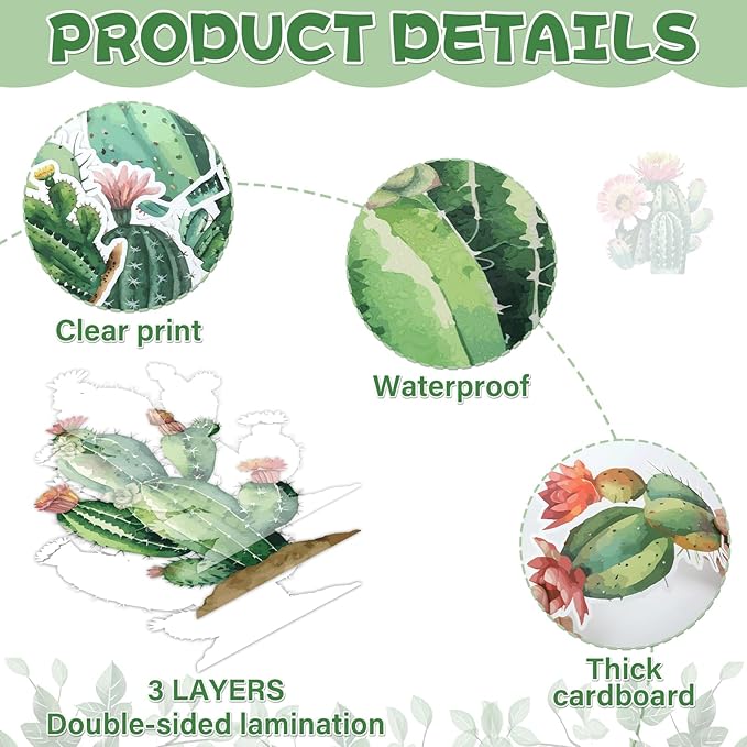 party greeting Cactus Bulletin Board Set Motivational Classroom Decorations Greenery Succulent Paper Cutouts Plant Bulletin Board Border for Back to School Wall Door Decor Class Must Have Supplies