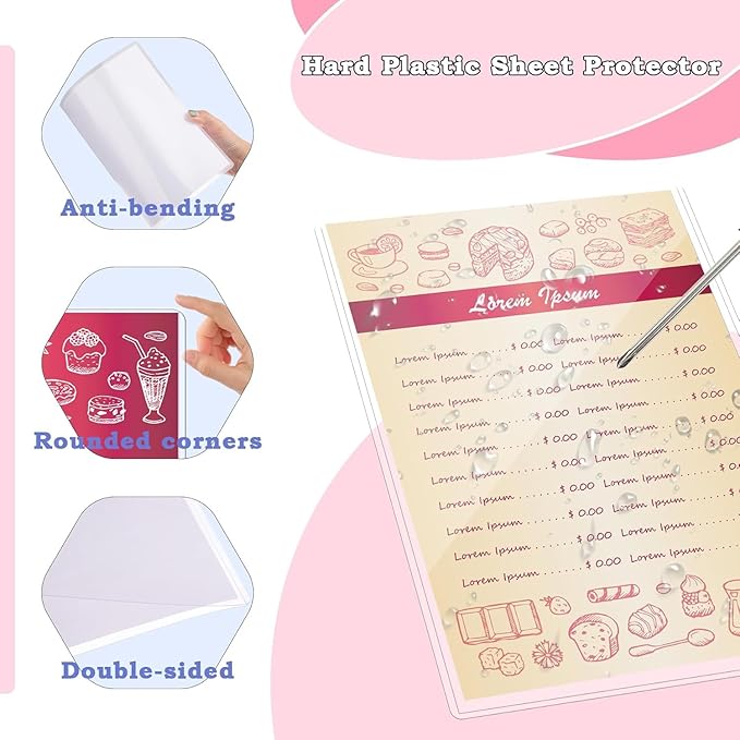 AKONEGE 12PCS 8.5" x 11" Rigid Print Protectors, Clear Hard Plastic Page Sheet Protectors, Hard Plastic Sleeves for Paper Photo Poster，Birth Certificate Document Holder