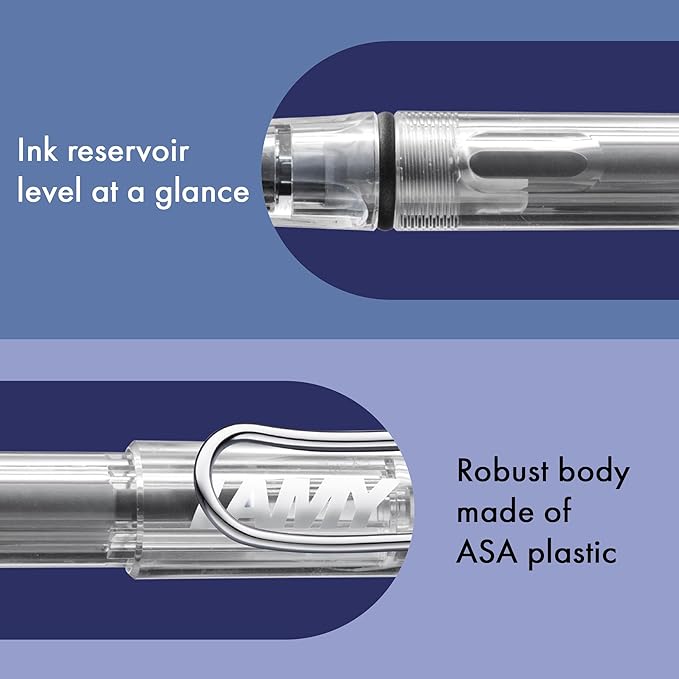 LAMY safari vista - Fountain Pen with ergonomic grip & polished steel nib in size M - ideal for any Writing & Calligraphy - including LAMY T 10 blue cartridge - Right-Handed