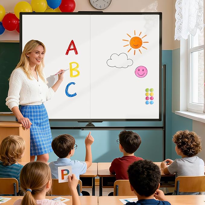 Rolling Dry Erase Board, 60" x 48"Double-Sided Mobile Whiteboard with Stand Large Dry Erase White Board on Wheels for Office, Classroom & Home