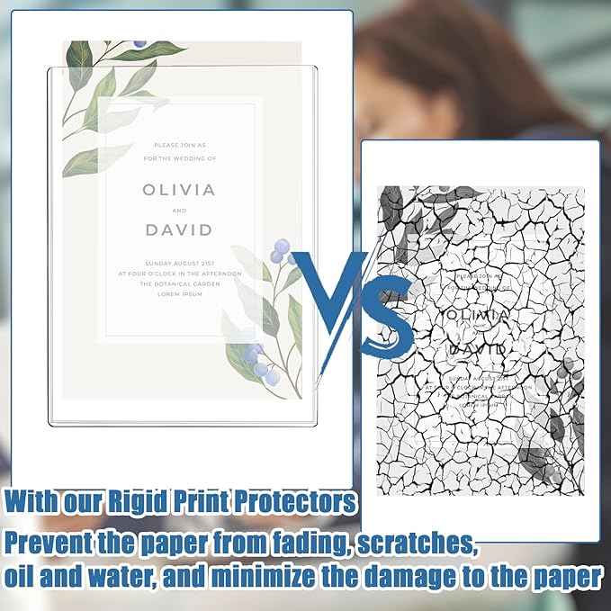 8 1/2" x 11" Rigid Print Protectors Clear Sheet Protectors Hard Plastic Paper Page Magazine Protectors for Collectors Rigid Top Loaders Document Holder Birth Certificate Protector (8)
