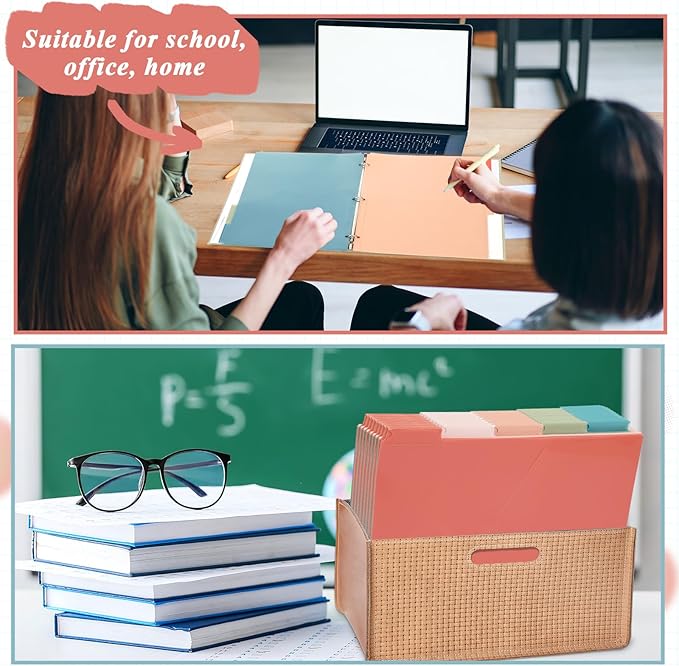 3 Sets 5 Tab Binder Dividers with Pockets for 3 Ring Plastic Binders 9.3 x 11.2 Inches 3 Hole Punched Page Dividers Sturdy Colorful Divider for Office School Business Home Organizer (Vintage Color)