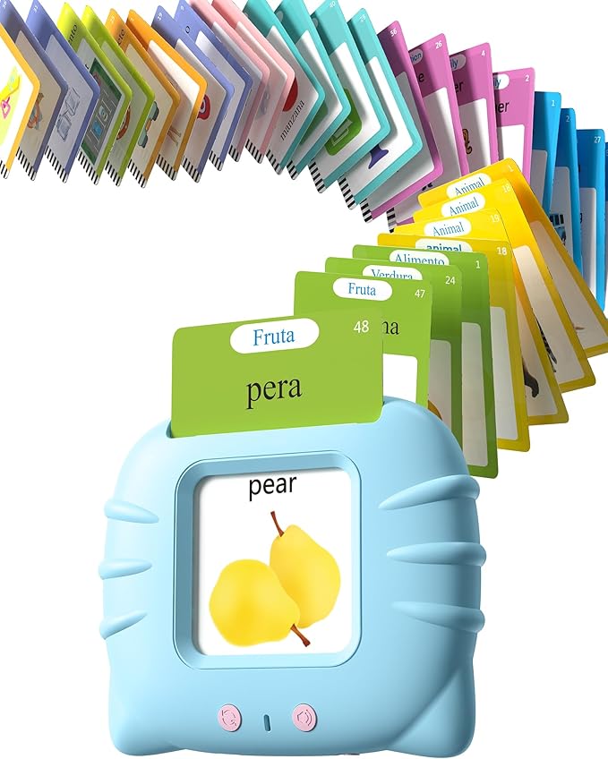 Bilingual Spanish and English Talking Flash Cards for Ages 2+, Pocket Speech Therapy Tools with 510 Words, Montessori Language Learning Aids, Children's Sensory Learning Kit