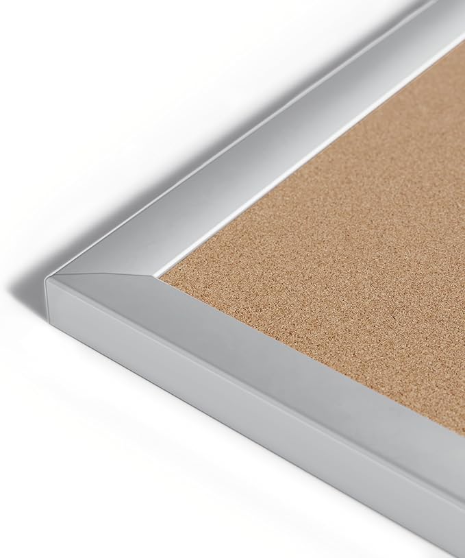 U Brands Cork Bulletin Board, 36" x 48" Inches, Silver Aluminum Frame (022U00-01)