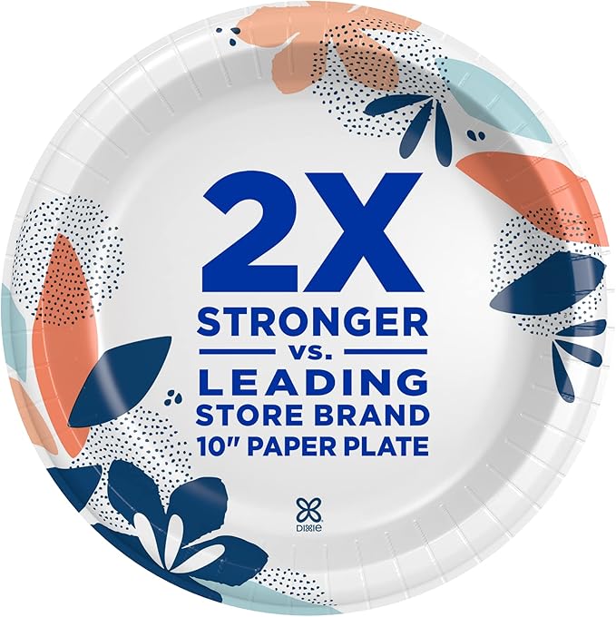 Dixie Paper Plates, 10 Inch, 86 Count Pack of 2 | 2X Stronger | Microwave-Safe | Soak-Proof | Cut Resistant