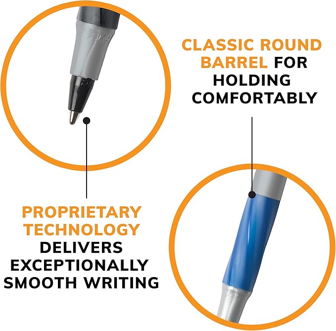 BIC Round Stic Grip Xtra Comfort Blue Ballpoint Pens, Medium Point (1.2mm), 36-Count Pack, Excellent Writing Pens With Soft Grip for Superb Comfort and Control