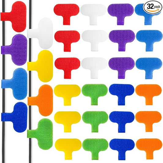 32 Pcs Multi Color Durable Cable Lables with Writable Surface,Waterproof Wire Labels for Electronics Organization,Computer&Industrial Cable Management,1.5" x 0.63"Cord Tags(8 Colors)