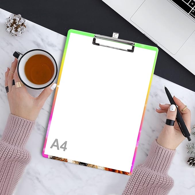 Fashion Clipboard, A4 Letter Size Wooden Decorative Clipboards for Teacher, Nurse, Doctor,Student and Kids, Cute Design for Standard Size 12.2" x 8.9" (C-Colorful Cat)