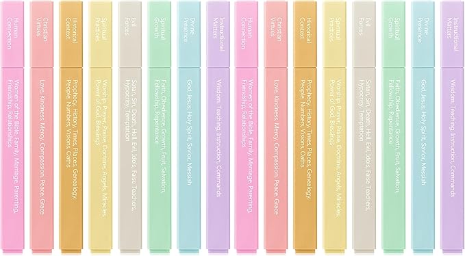Mr. Pen- Bible Highlighters with Color-Coding System, 16 Pack, Soft Pastel Aesthetic Highlighters Assorted Colors, Bible Markers No Bleed Through