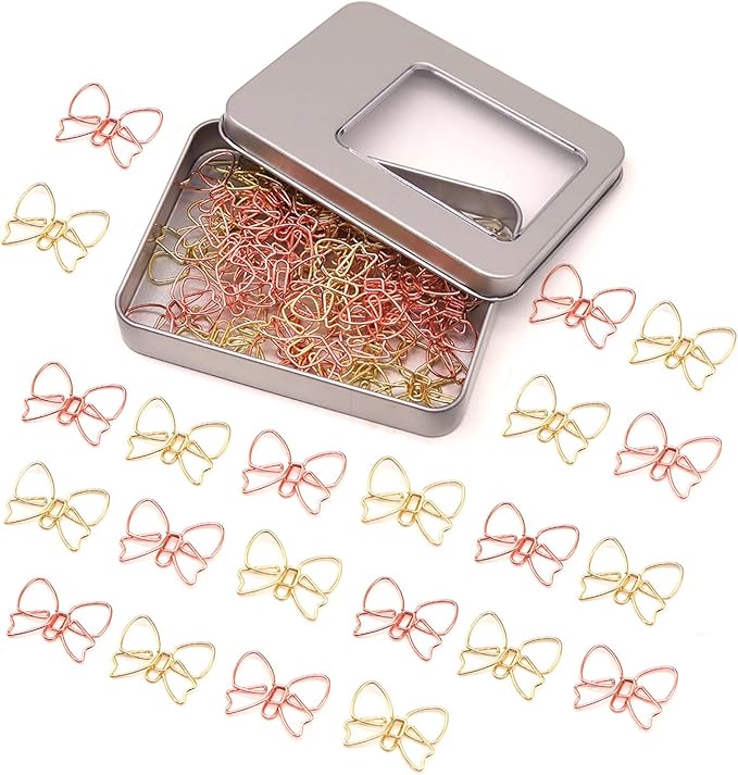 50 Pcs Bow Paper Clips – Bow Planner Clips, Office & School Supplies, Desk Accessories, Gifts for Bow Lovers