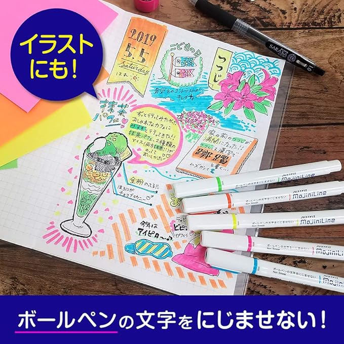 Zebra Highligher Just Fit Mojiniline, blurring proof for ballpoint pen wrinting (5 color set) WKS22-5C