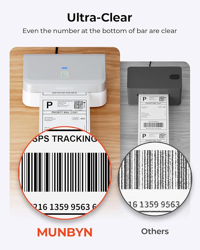 2 Inch Red Round Thermal Labels+RW403B Bluetooth Shipping Label Printer