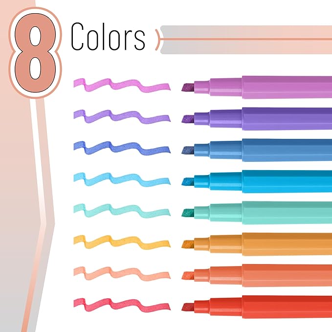 Mr. Pen- Aesthetic Highlighters, 8 pcs, Chisel Tip, Jewel Tones, Bible Highlighters No Bleed