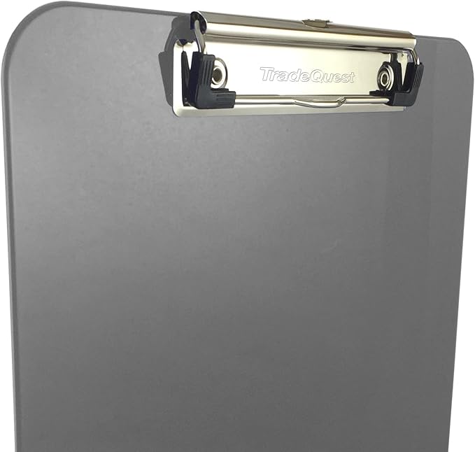 Trade Quest Plastic Clipboard Opaque Color Letter Size Low Profile Clip (Pack of 6) (Gray)