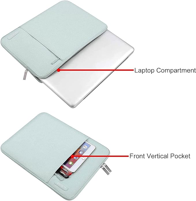 MOSISO Laptop Case 13 inch, 13 inch Laptop Sleeve Compatible with MacBook Air M4 M3 M2 M1 2025-2018 / Pro M2 M1 2025-2016, Polyester Vertical Computer Sleeve Bag with Pocket, Mint Green