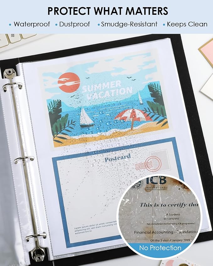 KTRIO Sheet Protectors 8.5 x 11 Inch, Clear Top Loading Page Protectors for 3 Ring Binder, Polypropylene Plastic Sleeves, Letter Size Document Protectors, Office & Home, 1000 Pack