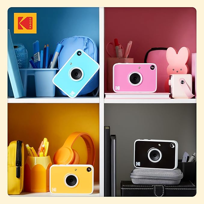 Kodak Printomatic+ Instant Print Digital Camera (Yellow) 10MP Portable Camera with Interactive RGB LED Status Indicator, Prints Full-Color Photos on Zink 2x3” Sticky-Backed Photo Paper - Easy & Fun