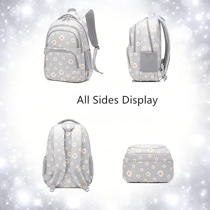 3Pcs Daisy Backpack for Girls with Lunch Box Kids School Bag with Lunch Bag Bookbag for Elementary School