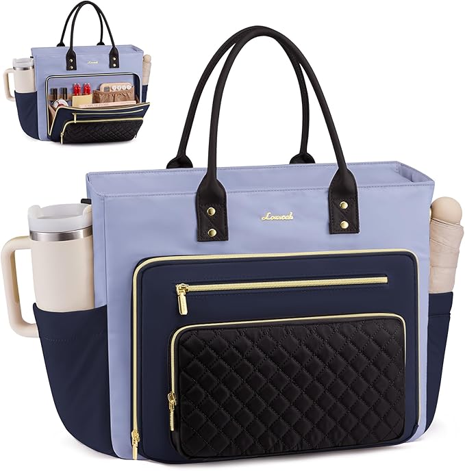 LOVEVOOK Teacher Tote Bag for Women Work, Laptop Bag With Large Cup Holder, Nurse Bags Professional Computer Briefcase, Business Large Purses Handbag, Diaper Bag Mother Gift, 15.6 Inch