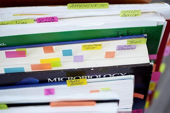 Post-it Page Markers, Assorted Bright Colors, 1/2 in x 2 in, 50 Markers/Pad, 10 Pads/Pack (670-10AB)