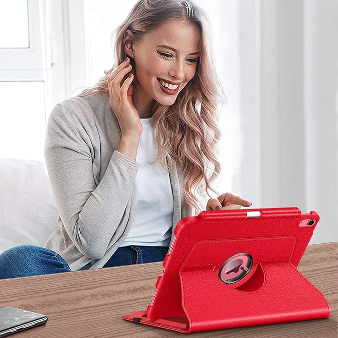 Fintie Rotating Case for iPad (A16) 11th Generation 11 Inch (2025), iPad 10th Generation 10.9 Inch (2022) - [Built-in Pencil Holder] 360 Degree Rotating Protective Stand Cover, Red