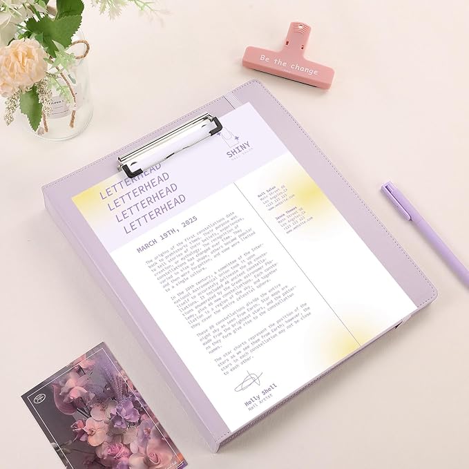 SKYDUE 3 Ring Binder with Clipboard 1 Inch, 13.2" × 10.2" PU Clipboard Binder with Notepad & 5 Dividers with 5 Pockets, Labels, Clipboard Folder Great for School Office(Fit Letter Sized Paper)
