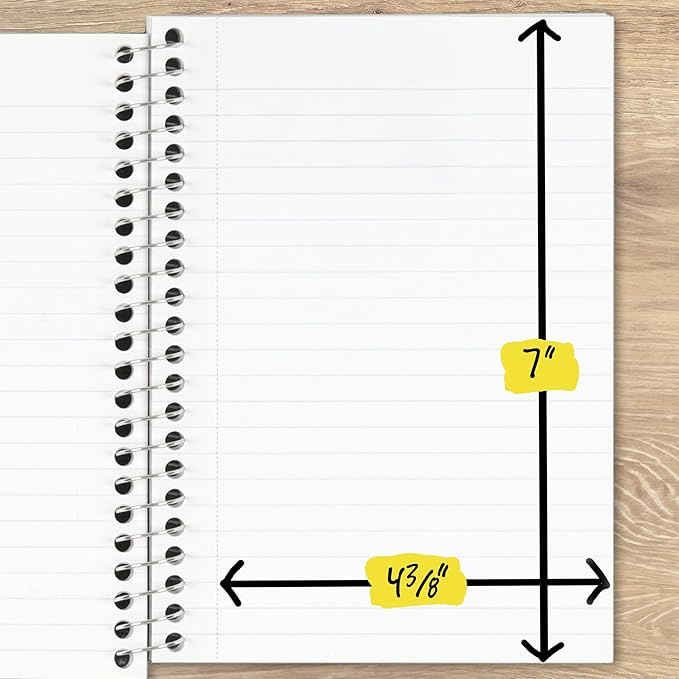 Five Star Spiral Notebook, 1 Subject, College Ruled Paper, 4-3/8" x 7", Personal Size, 80 Sheets, Fights Ink Bleed, Water Resistant Cover, White (450048E)