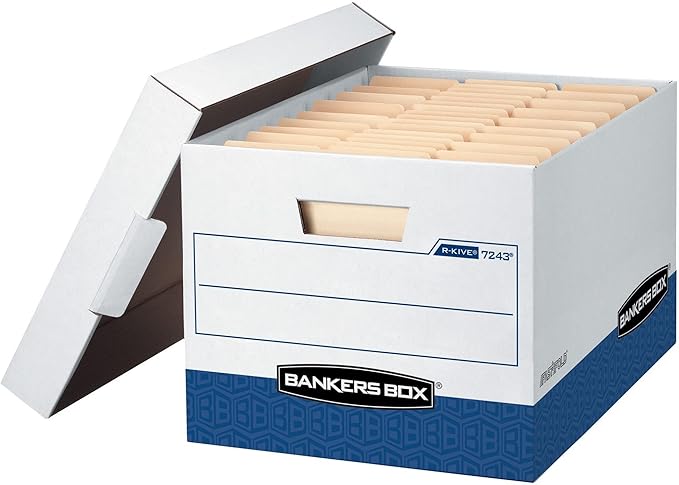 Fellowes Bankers Box 20-Pack R-Kive Heavy Duty File Storage Boxes with Lids, FastFold Assembly, Letter/Legal, (0724314)