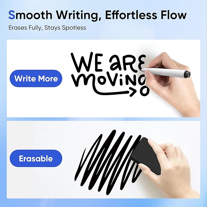 Magnetic White Board Hanging 24" x 18" for Wall, Dry Erase Board with Eraser, Markers, Magnets, Pen Tray, Silver Aluminum Frame for Home, Office, Students