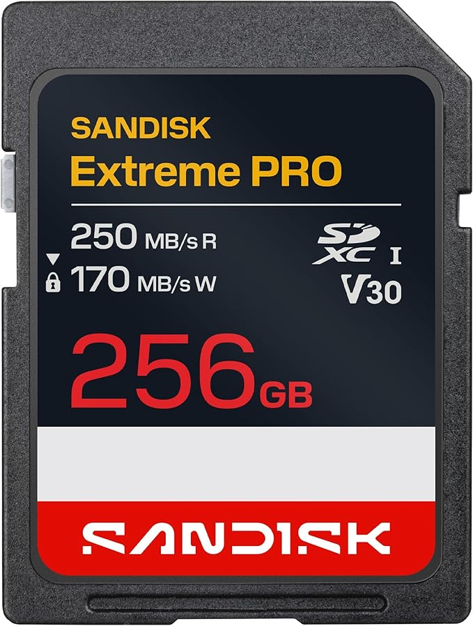 SANDISK 256GB Extreme PRO SD UHS-I Card - Up to 250MB/s Read Speed and 170MB/s Write Speed, 4K UHD, Full HD, U3, and V30 - SDSDXXJ-256G-GSCIN