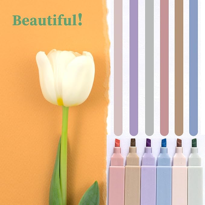 6pcs Pastel Highlighter Aesthetic Cute Highlighters Bible Highlighters No Bleed， Assorted Colors Soft Chisel Tip Marker for Diary Plan Notes