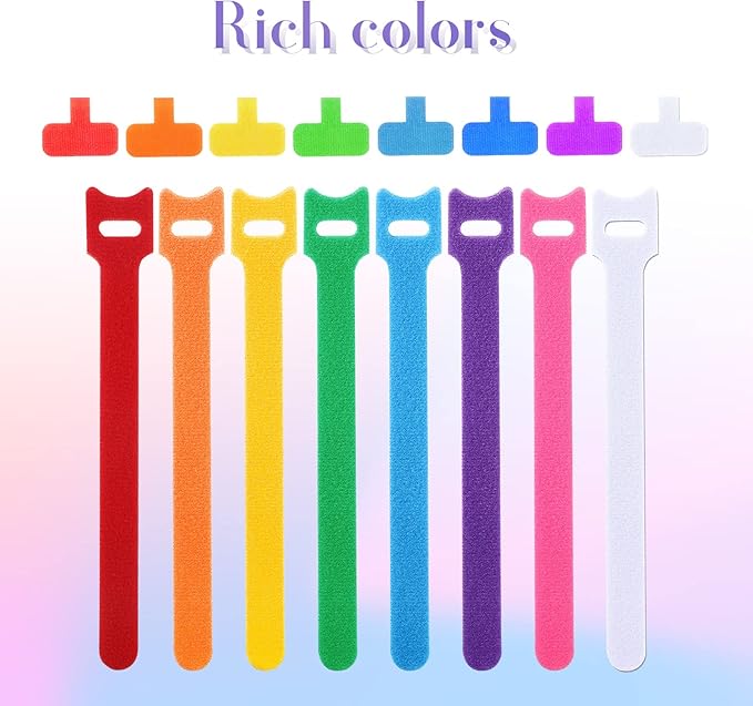 TaoBary 48 Pcs Cord Labels Electronics & Reusable Cable Ties for Charging Cords Organizer, 24 Labels Tags 24 Fastening Ties for Management Home Supplies Office Desk