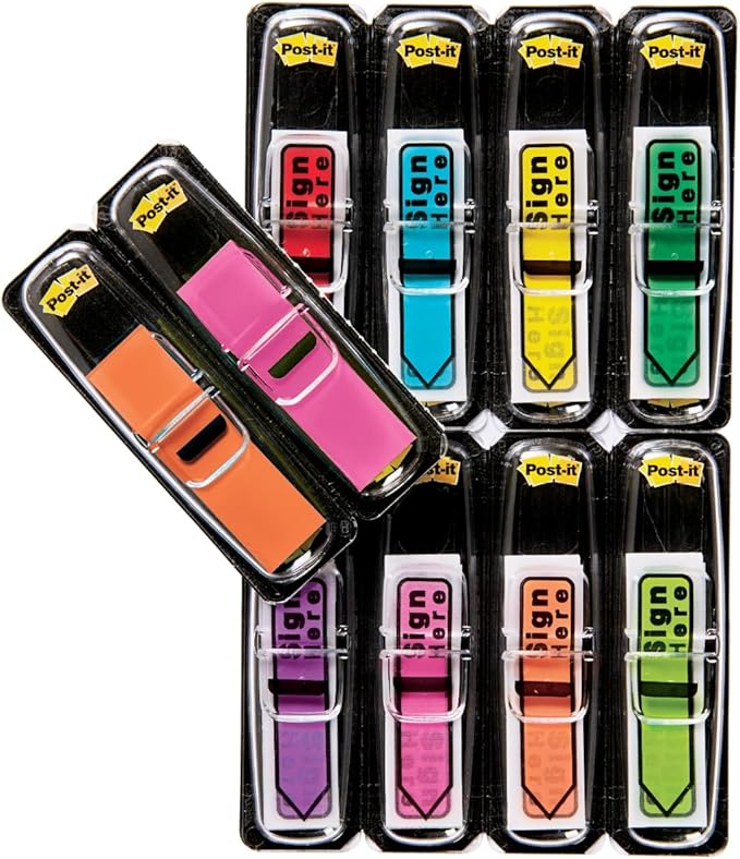 Post-it Flags 684-SHVA, 0.47in Wide, Asstd Colors - 3 Pack