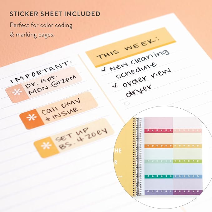 Erin Condren Designed 7x9 Hello Kitty & Friends Rainbow Days Spiral Notebook | Productivity, College Ruled Lines & Checklist for List-Making | 160 pages, 80 lb, Premium Paper