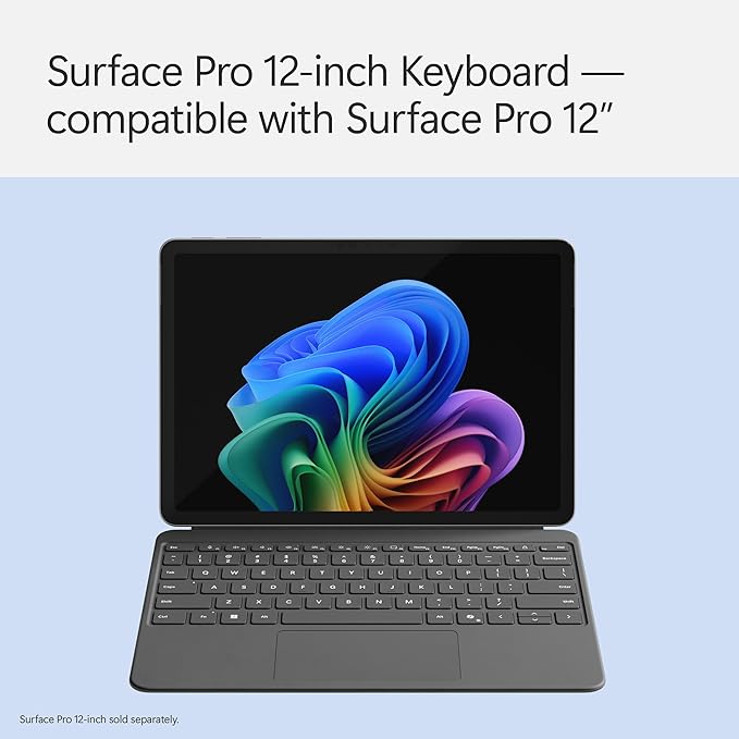 Microsoft Surface Pro Keyboard for Surface Pro 12" Device, Keyboard Only, Alcantara Material, Slate, Bold Keyset