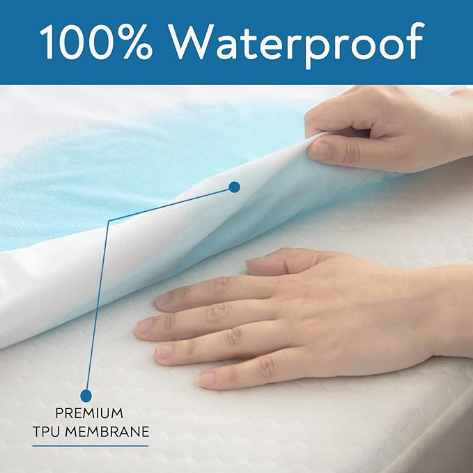 2 Pack Twin Mattress Protector Waterproof Premium Terry Twin Bed Sheets Fitted up to 14'' Ultra Soft and Breathable Mattress Topper Pad Cover Machine Washable