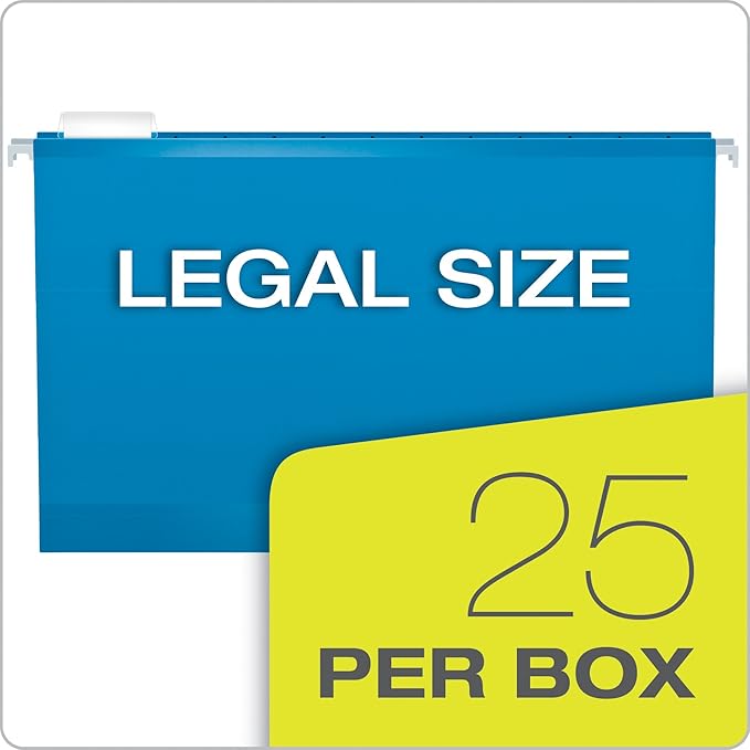Pendaflex Extra Capacity Reinforced Hanging Folders, 2", Legal Size, Assorted Colors, 1/5 Cut, 25/BX (4153x2 ASST) (Pack of 4)