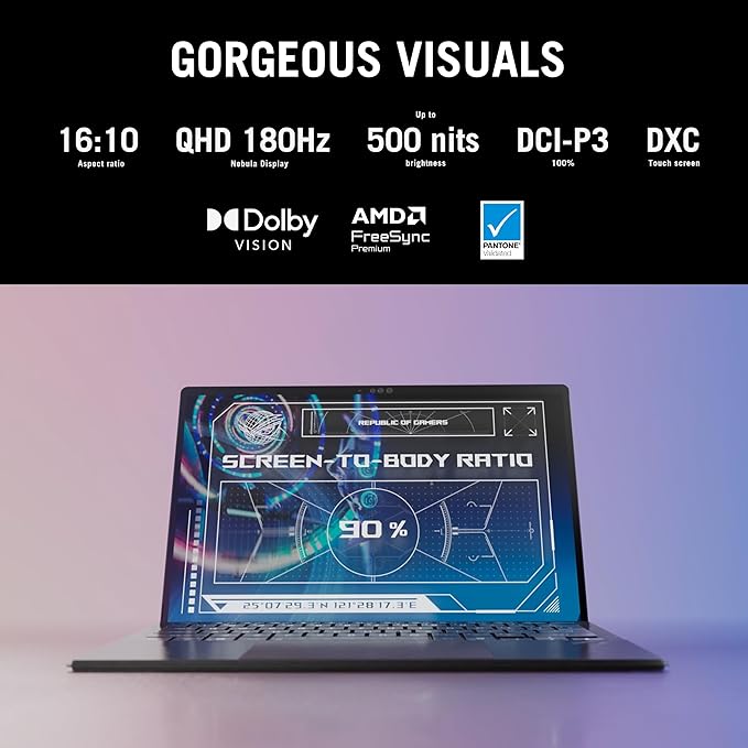 ASUS ROG Flow Z13 2.5K 180Hz 3ms ROG Nebula Touchscreen 13.4" Convertible 2-in-1 Gaming Notebook AMD Ryzen AI MAX+ 395 32GB RAM 1TB SSD Off Black