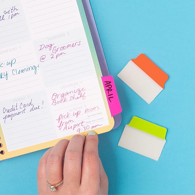 Avery Multiuse Ultra Tabs, 2" x 1.5", 2-Side Writable, Neon Pink/Green/Orange, 24 Repositionable Tabs (74753)