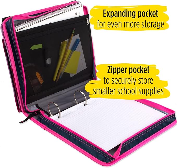 Five Star Sewn Zipper Binder, Fabric, 2 Inch 3 Ring Binder With 4 Inch Capacity, Assorted Colors, Color Selected For You, 1 Count (Pack of 1)