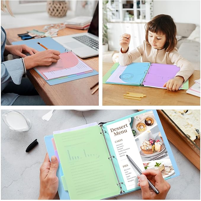 5 Tabs Dividers with Pockets for 3 Ring Binder, 5 Counts Binder Dividers Index for US Letter Size, Binder Dividers with Tabs for School Office Organization(XY026) (1)