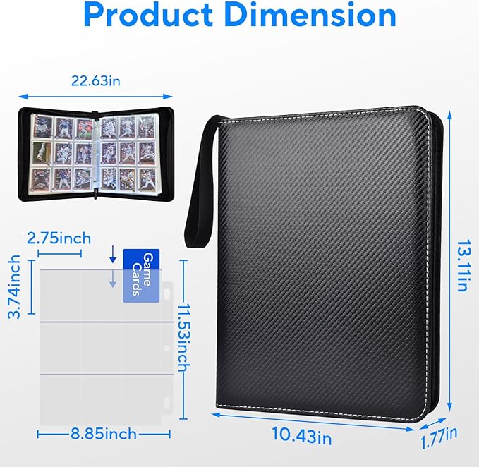 Portable 9-Pocket Trading Card Binder, Holds 720 Cards with 40 Removable Double-Sided Sleeves, Baseball Card Binder Card Storage Organizer Album for Boys, Girls, Sports & Game Cards